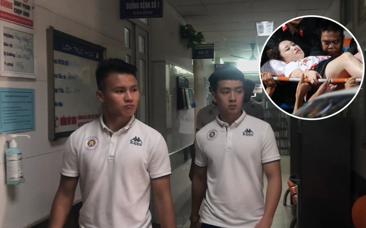 Văn Quyết, Quang Hải đến thăm cổ động viên bị thương do pháo sáng