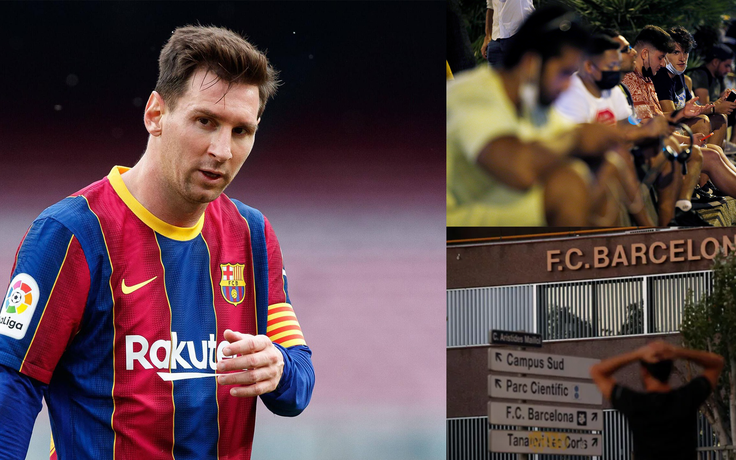 Fan Barca thức trắng đêm, kéo nhau đến Camp Nou đợi tin từ Messi