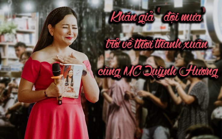 Người xem ‘đội mưa’ dự ra mắt sách của MC Quỳnh Hương