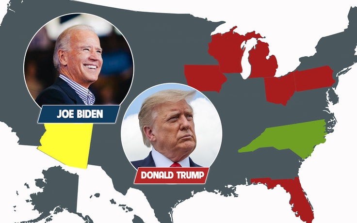 Bầu cử Mỹ 2020: Tổng thống Trump và đối thủ Biden, ai đang dẫn trước ở các bang chiến địa?