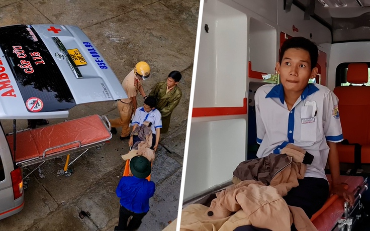 CSGT Ninh Thuận điều xe cứu thương đưa thí sinh đi thi