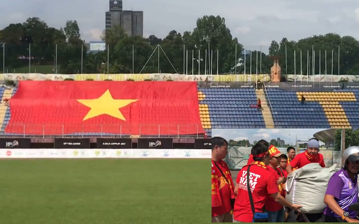 Gian nan đưa đại kỳ vào sân cổ vũ đội tuyển nữ Việt Nam