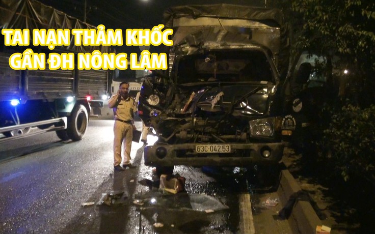 Xe tải tông đuôi xe container gần Đại học Nông lâm, ba người thương vong