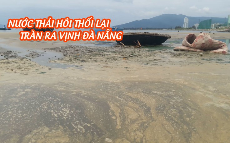 Cận cảnh nước thải hôi thối tràn ra vịnh Đà Nẵng do hệ thống quá tải