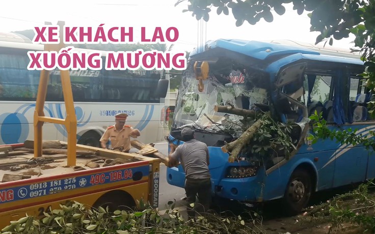 Xe khách lao xuống mương ở Lâm Đồng, 1 người chết