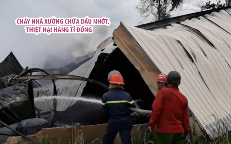 Nhà xưởng chứa dầu nhớt ở Hóc Môn cháy lớn, ước tính thiệt hại hàng tỉ đồng