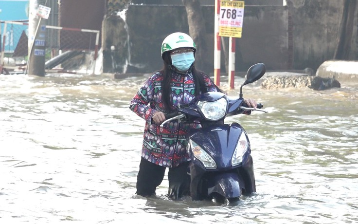 Triều cường làm nhiều xế hộp điêu đứng