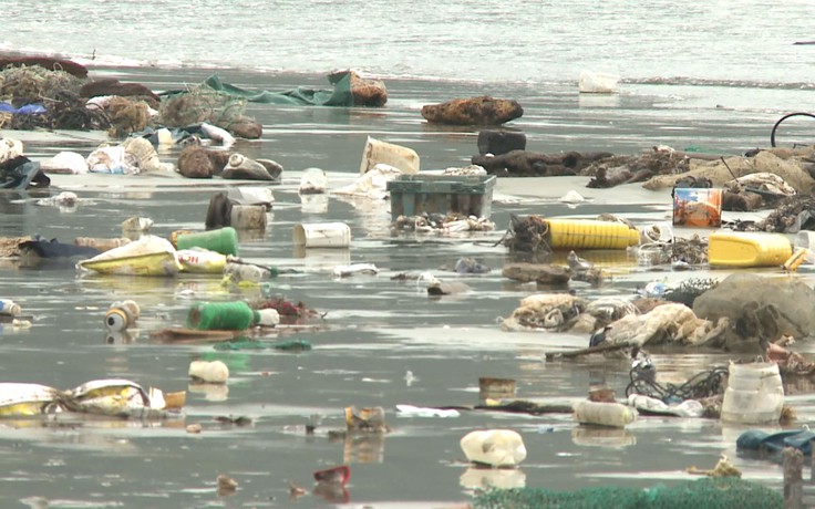 Biển Đà Nẵng ngập rác sau bão số 5