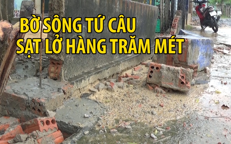 Hàng trăm mét bờ sông Tứ Câu tan hoang vì mưa lũ