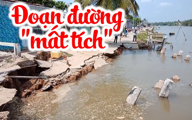 Đoạn đường bỗng dưng “mất tích” sau một đêm vì sạt lở