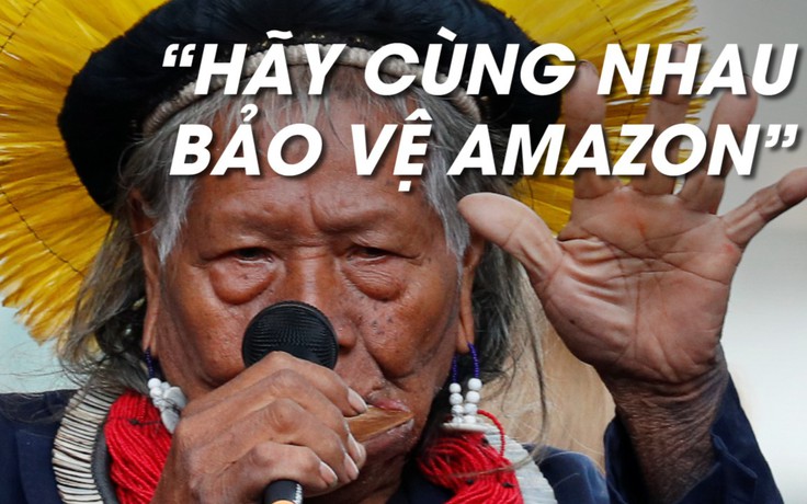 Tộc trưởng thổ dân chu du châu Âu kêu gọi cứu rừng Amazon