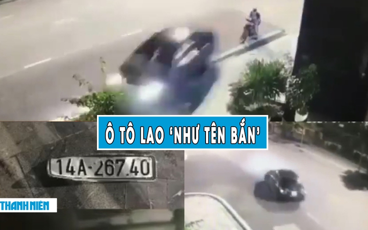 Kinh hoàng ô tô lao ‘như tên bắn’ lên vỉa hè, suýt tông nam thanh niên đứng bên đường