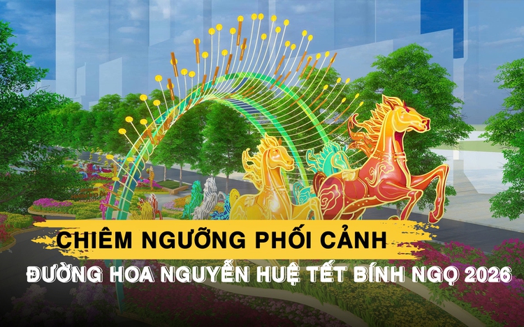 Chiêm ngưỡng phối cảnh đường hoa Nguyễn Huệ Tết Bính Ngọ 2026: 2 phiên bản ngày và đêm