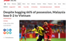 Truyền thông Malaysia bị 'tổn thương' sau trận thua tuyển Việt Nam