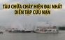 Tàu chữa cháy hiện đại nhất diễn tập cứu nạn hơn 100 người trên sông