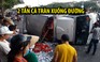 2 tấn cá tràn xuống đường sau tai nạn giữa xe tải và xe máy