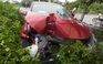 Hyundai Elantra tông sập trụ đèn và trụ cấp nước sau tai nạn